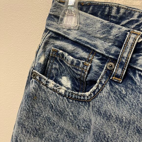 American Eagle Curvy Mom Jeans Distressed Size 0 High Rise Ripped Denim - Picture 7 of 9